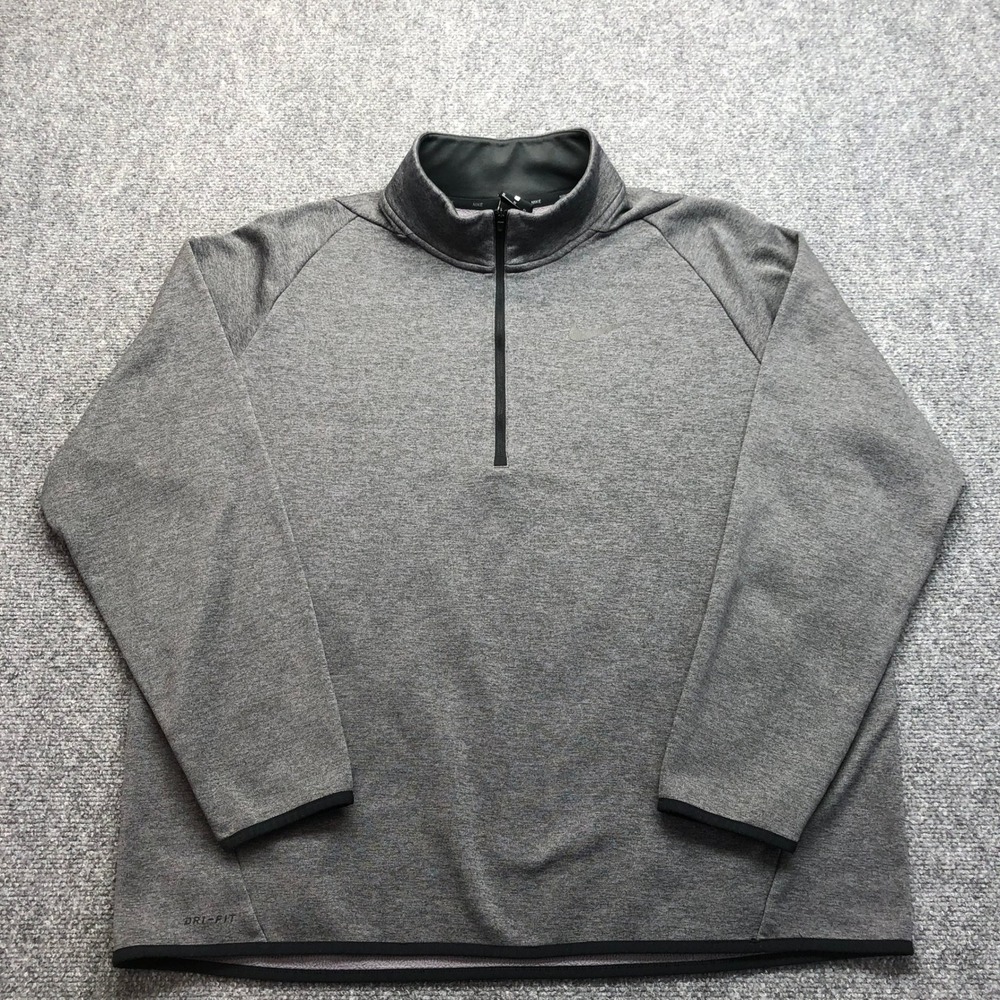 Nike Dri-FIT Mens XL Quarter Zip Pullover Heather Gray Fleece Training Top